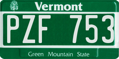 VT license plate PZF753