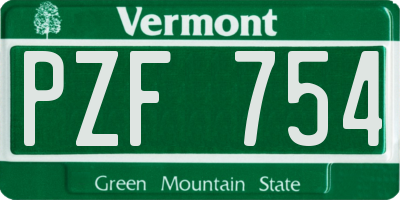 VT license plate PZF754
