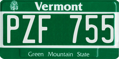 VT license plate PZF755