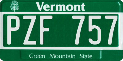 VT license plate PZF757