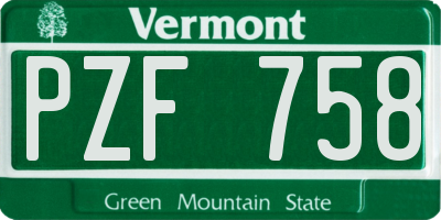 VT license plate PZF758