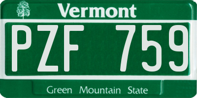 VT license plate PZF759