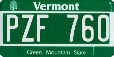 VT license plate PZF760