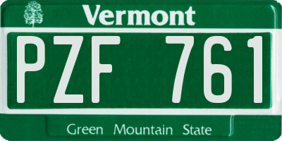VT license plate PZF761