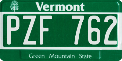 VT license plate PZF762