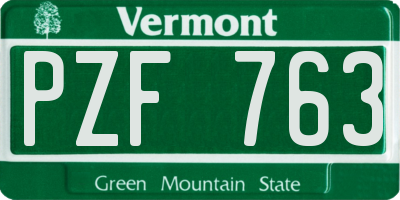 VT license plate PZF763