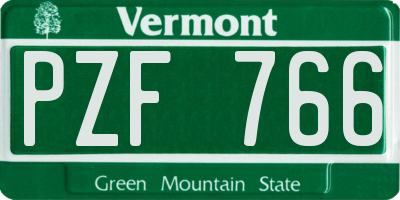 VT license plate PZF766