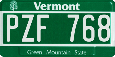 VT license plate PZF768