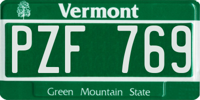 VT license plate PZF769