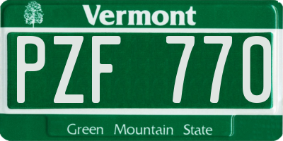 VT license plate PZF770
