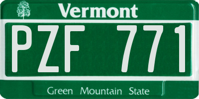 VT license plate PZF771