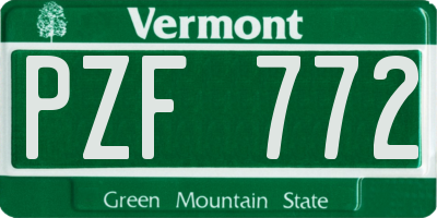 VT license plate PZF772
