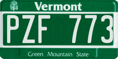 VT license plate PZF773