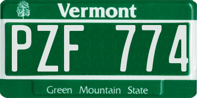 VT license plate PZF774