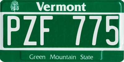 VT license plate PZF775