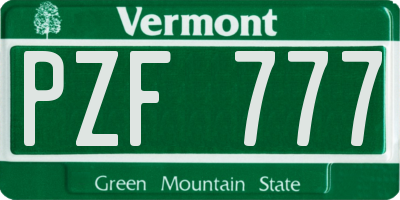 VT license plate PZF777