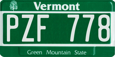 VT license plate PZF778