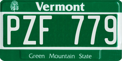 VT license plate PZF779