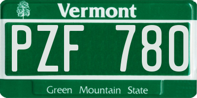 VT license plate PZF780