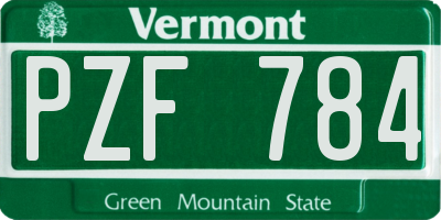 VT license plate PZF784