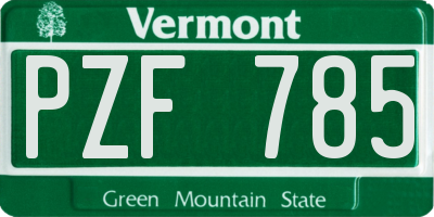 VT license plate PZF785