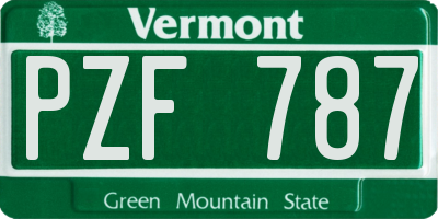 VT license plate PZF787