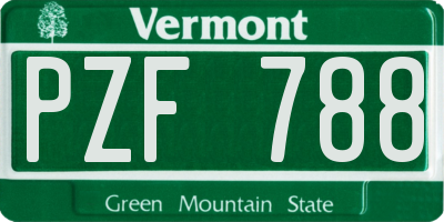 VT license plate PZF788