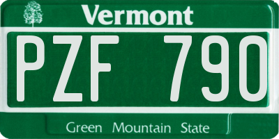 VT license plate PZF790