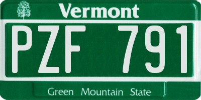 VT license plate PZF791