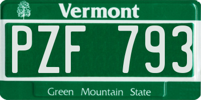 VT license plate PZF793