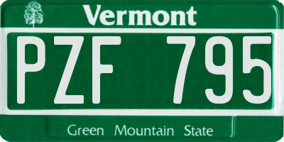 VT license plate PZF795