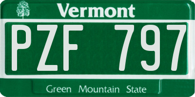 VT license plate PZF797