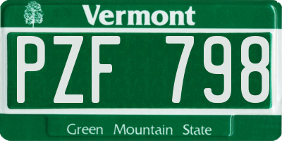 VT license plate PZF798