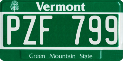 VT license plate PZF799