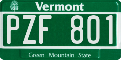VT license plate PZF801