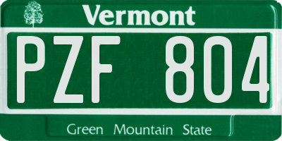 VT license plate PZF804