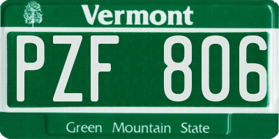 VT license plate PZF806