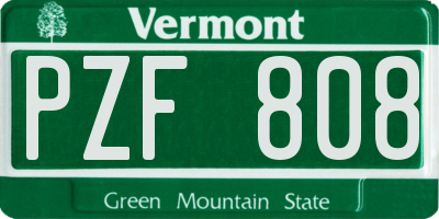 VT license plate PZF808