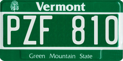 VT license plate PZF810