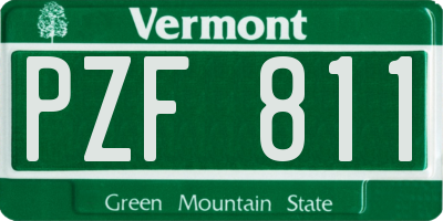 VT license plate PZF811