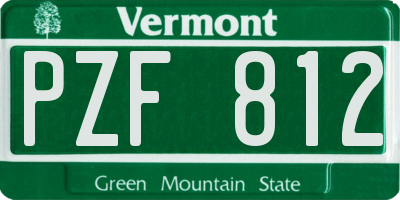 VT license plate PZF812