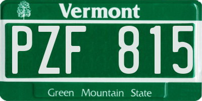 VT license plate PZF815