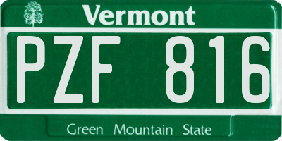 VT license plate PZF816