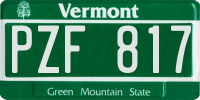 VT license plate PZF817
