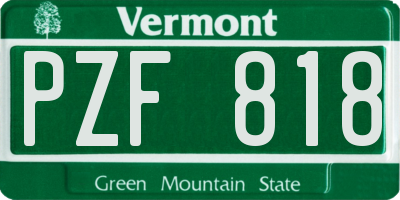 VT license plate PZF818