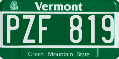 VT license plate PZF819