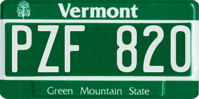 VT license plate PZF820