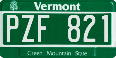 VT license plate PZF821