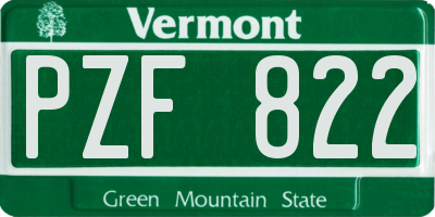 VT license plate PZF822