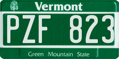 VT license plate PZF823